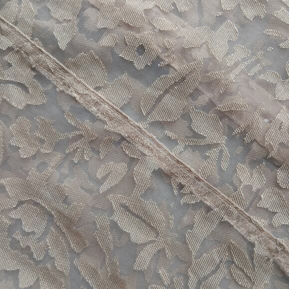 Notations Sheer Tan Floral Mesh Blouse 1X NEEDS REPAIR button down summer cover - Picture 12 of 14